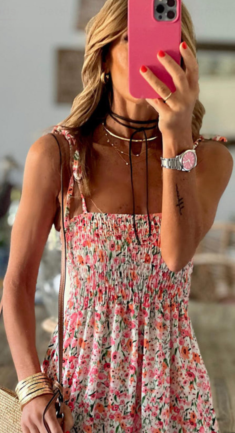 White Boho Floral Dress