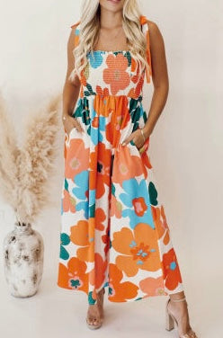 Orange floral dress