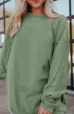 Green ribbed sweatshirt