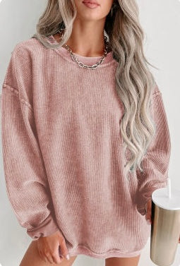 Pink Ribbed Sweatshirt